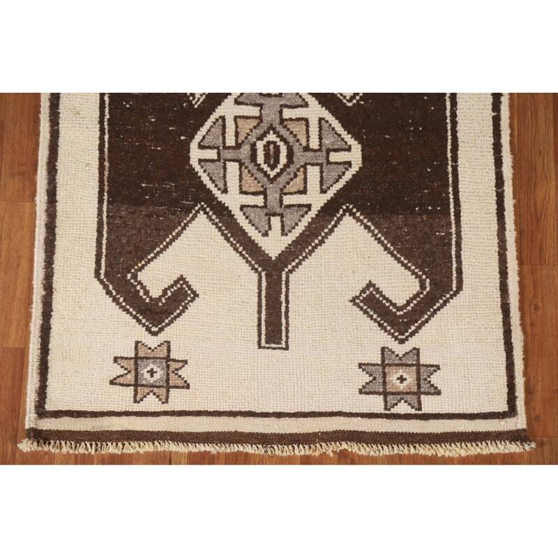 Anatolian Tribal Oriental Runner Rug Handmade Wool Carpet - 3'7"x 11'7"