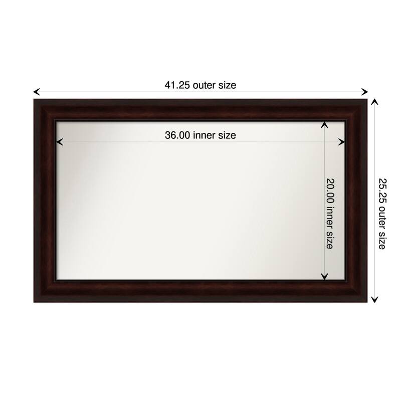 Coffee Bean Brown Framed Non-Beveled Custom Wall Mirror, Bathroom Vanity Mirror - Outer Size: 41.25 x 25.25