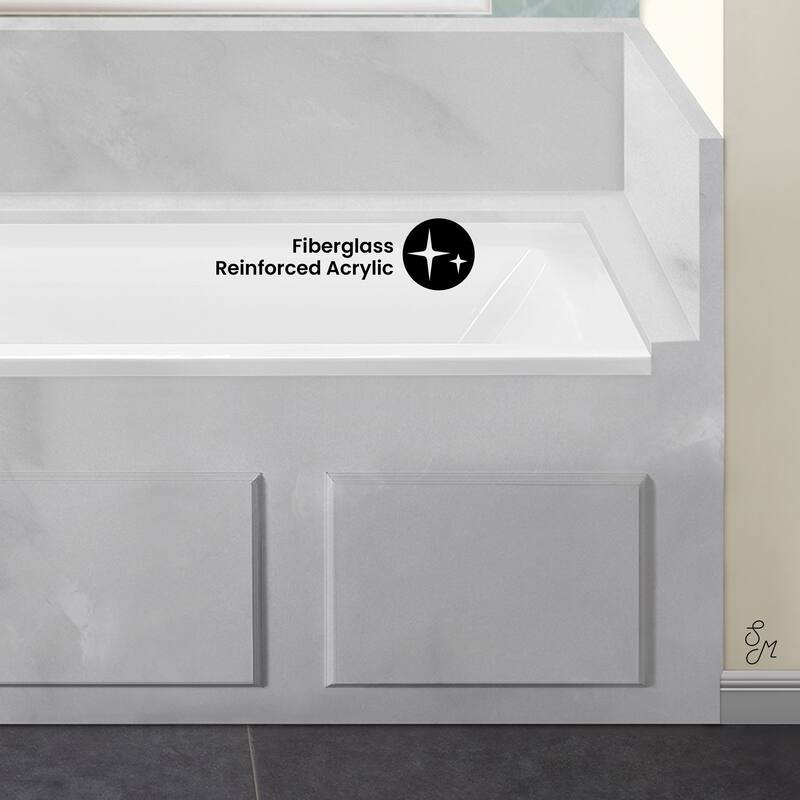 Voltaire 60 X 30 Left Drain Soaking Alcove Bathtub In Glossy White With Integrated Overflow, Drain Included