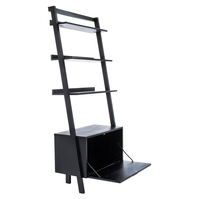 SAFAVIEH Fadime Natural/Charcoal 3-Shelf 1 Door Etagere - 32" W x 15.4" L x 72" H - 32Wx15Dx72H
