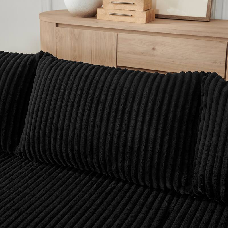 Compact Modular Sectional Sofa, Compressed Corduroy Cloud Couch, No Assembly Space Saving Sofa for Apartment