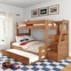 preview thumbnail 20 of 30, Max and Lily Modern Farmhouse Twin Over Full Bunk Bed With Staircase and Trundle Pecan Dip