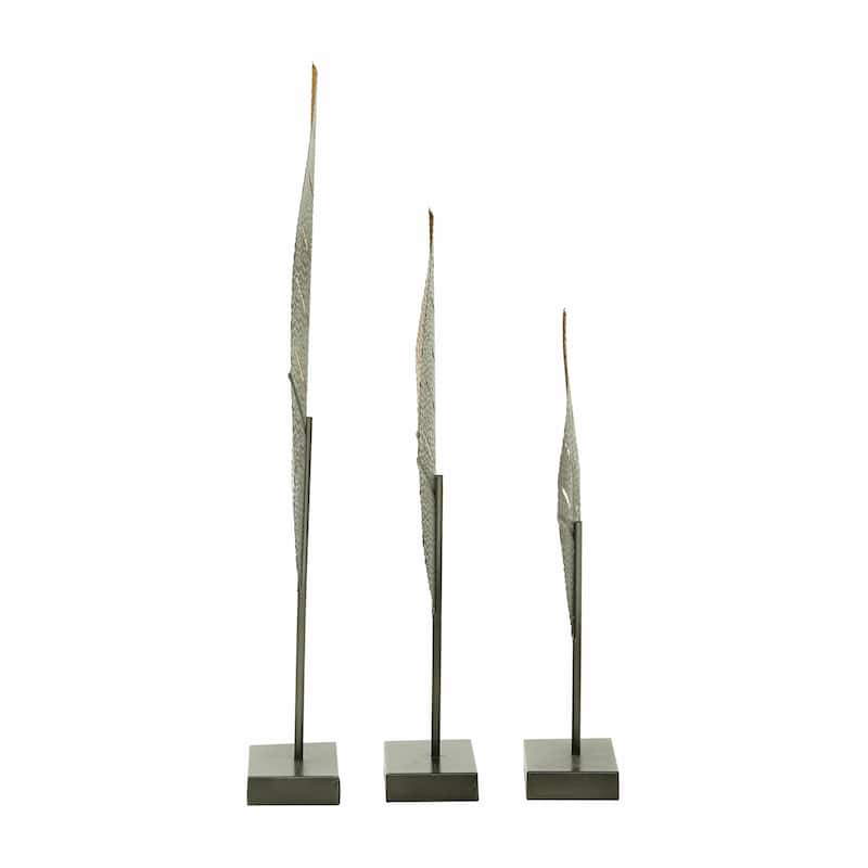 Metal Leaf Decorative Sculpture - Set of 3 Gold - Roche River Decor