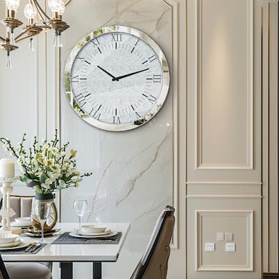 Wall Diamond Clock: Crystal Diamond Round Wall Clock Twinkle Bling Wall Clock with Beveled Glass Edging,Room Decor ﻿