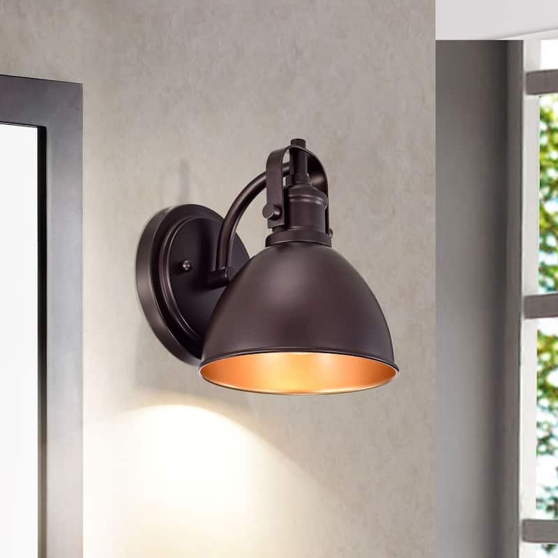 Farmhouse 1 Light Bronze Wall Sconce with Gold-Painting Inside - Oil Rubbed Bronze - Oil Rubbed Bronze