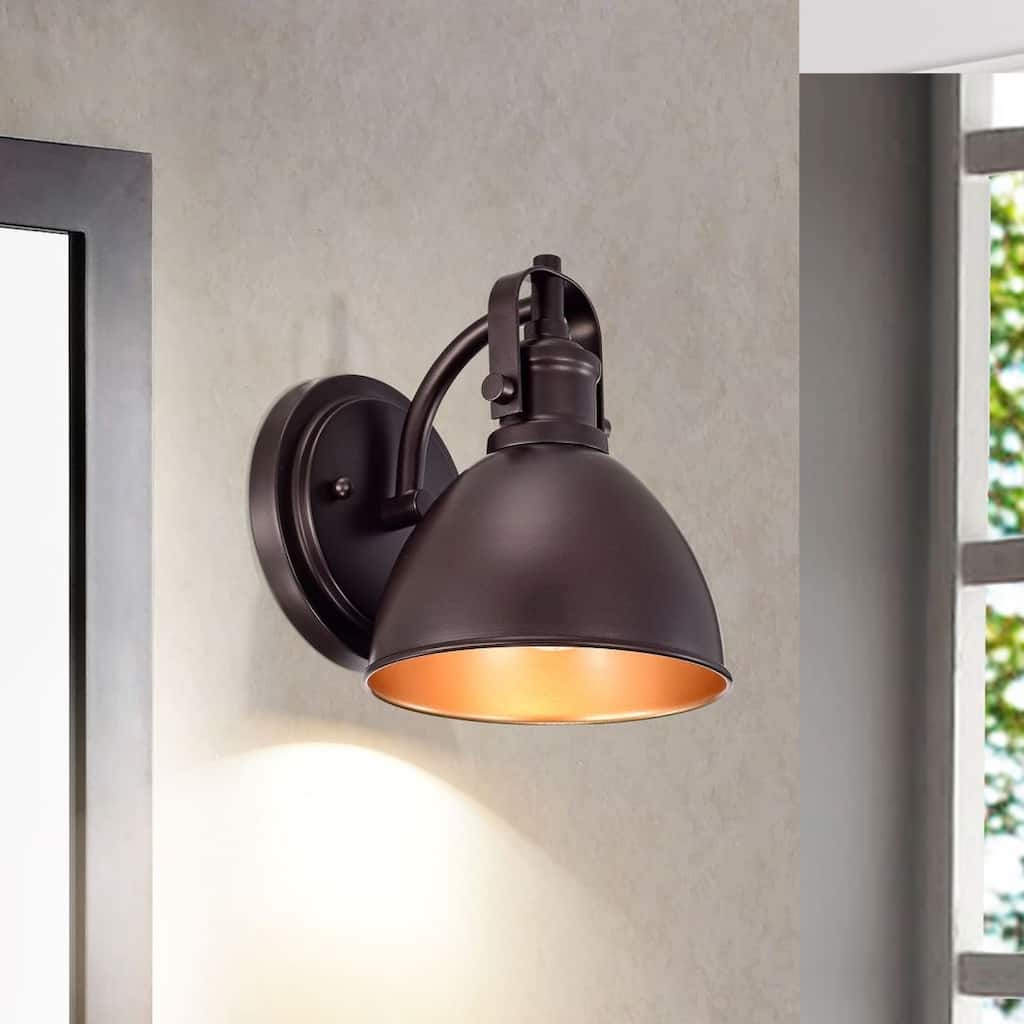 Farmhouse 1 Light Bronze Wall Sconce with Gold-Painting Inside - Oil Rubbed Bronze