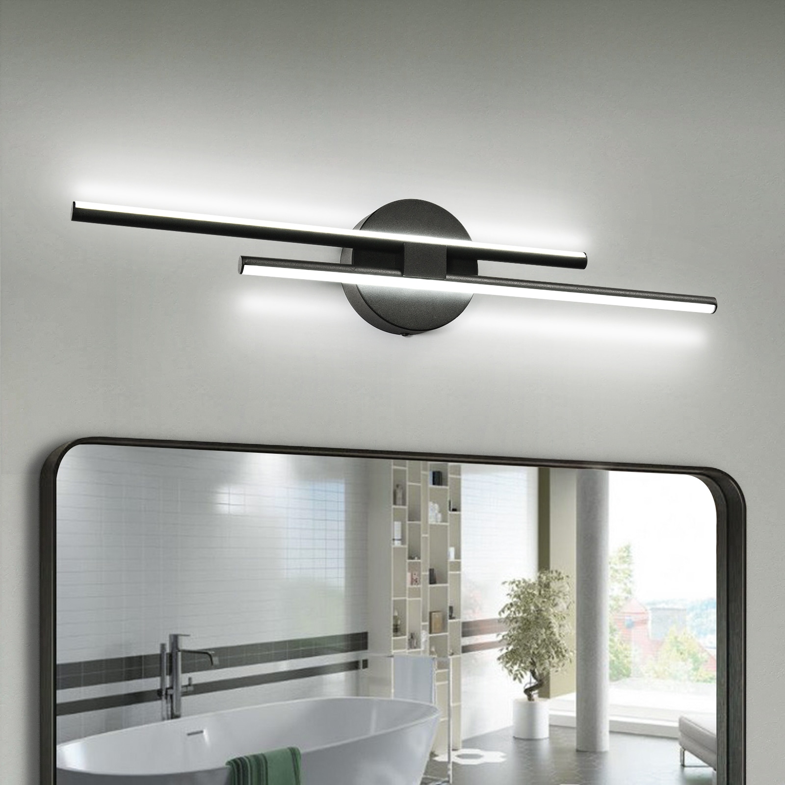 Contemporary 2-Light Dimmable LED Linear Wall Sconce Bathroom Vanity Light