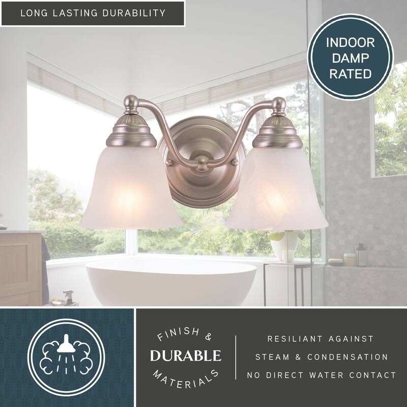 Standford 2 Light Brushed Nickel Bathroom Vanity Fixture - 13-in W x 7-in H x 7-in D