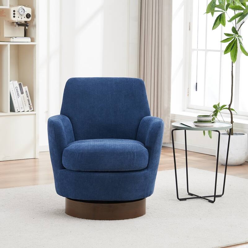 Modern Swivel Barrel Chair with Gold Stainless Steel Base