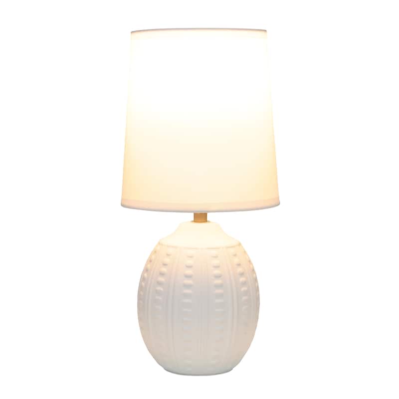 Ceramic Oval Table Lamp with Fabric Shade for Bedroom, Living Room - 6 x 6 x 13 in. (L x W x H)
