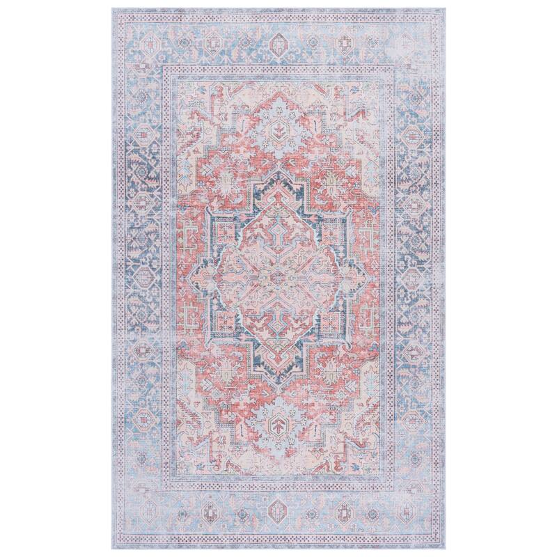 SAFAVIEH Arizona Morwen Machine Washable & Slip Resistant Rug - 5' x 8' - Rust/Blue