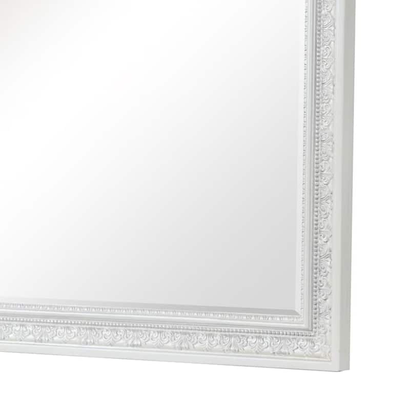 Miamy Dresser Mirror, 44 Inch Cream White Wood Frame, Bevelled Edge - Creamy White, Silver