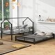 preview thumbnail 4 of 10, Black Metal House Bunk Bed with Roof, Ladder and Fence for Kids, Boys and Girls