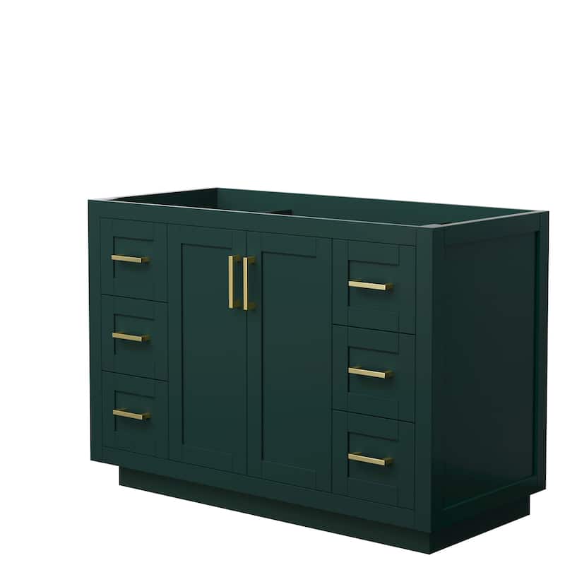 Wyndham Collection Miranda 48" Single Free Standing Vanity Cabinet - Green / Brushed Gold Hardware