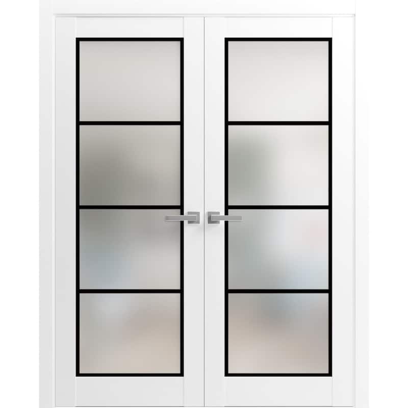 Solid French Double Doors 36 x 80 Planum 2132 White Silk - White - 36" x 84" ( 2* 18x84)