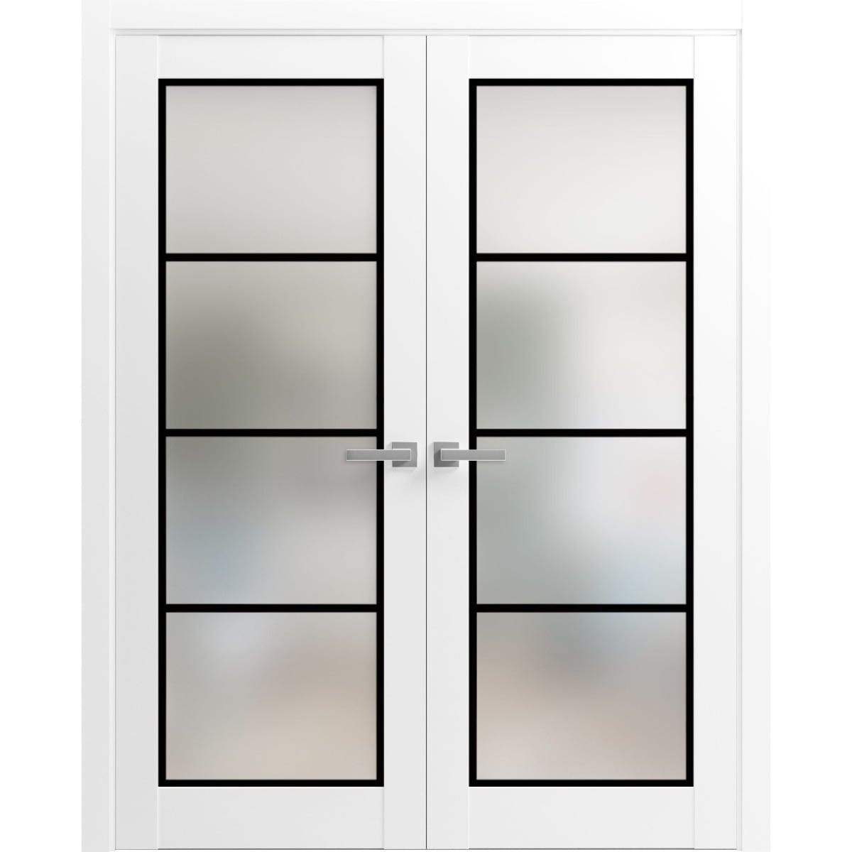SartoDoors Planum 2132 | Interior French Doors Double French Door | Solid Wood | Hardware Set | 36x80, White Silk Bedroom Door