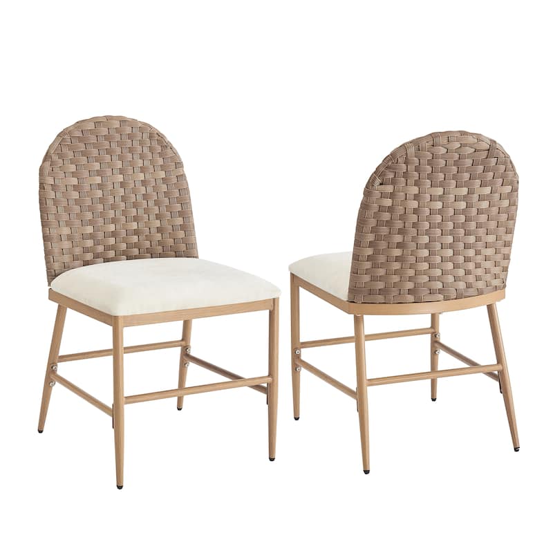 Christopher Knight Home - Marlowe Upholstered Armless Barstool with Iron Frame and Rattan Back (Set of 2)