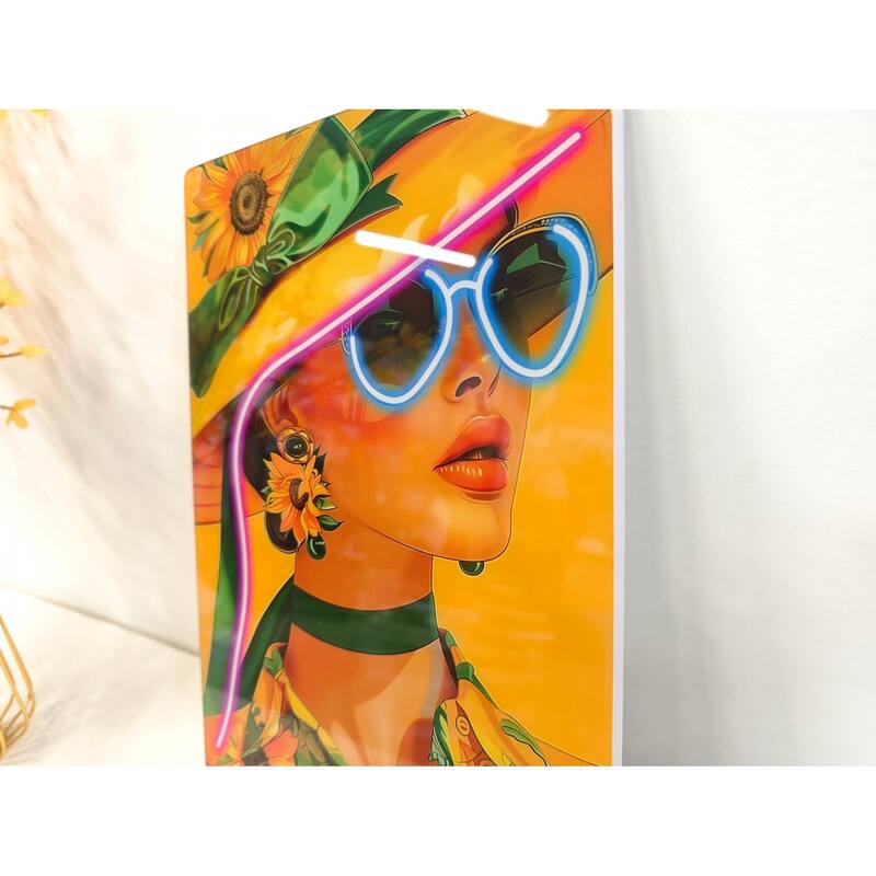 Fashion Girl LED Wall Art - Acrylic Lighted Artwork with Neon Effect, Stylish Illuminated Picture