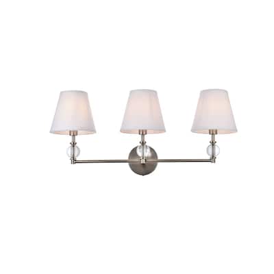 Bella 3 Light Bath Sconce with White Fabric Shade