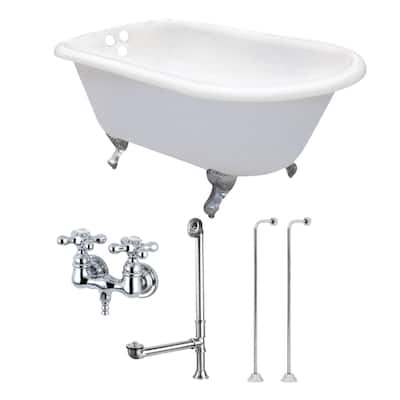 Kingston Brass Aqua Eden 54" Free Standing Brass and Cast Iron Soaking