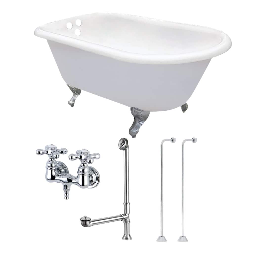 Kingston Brass Aqua Eden 54" Free Standing Brass and Cast Iron Soaking