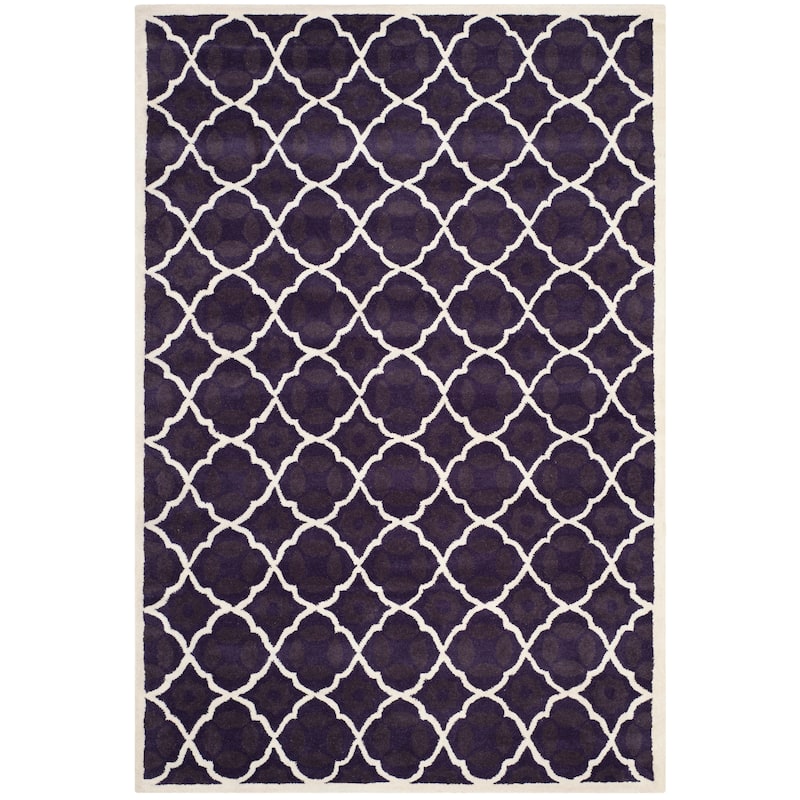 SAFAVIEH Handmade Chatham Kader Modern Moroccan Wool Rug - 6' x 9' - Purple/Ivory