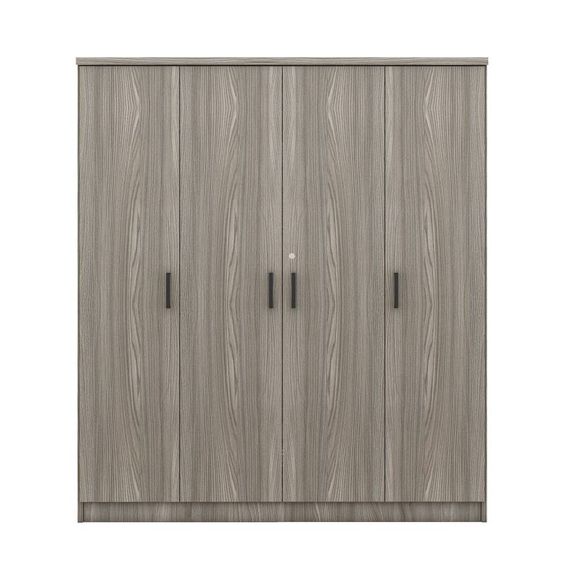 4-Door Wardrobe with 1 Drawer, Gray