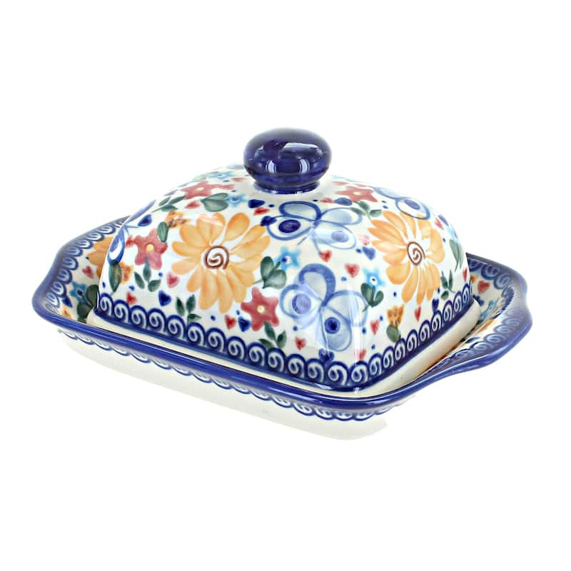 Blue Rose Polish Pottery 67 Vena Butter Dish