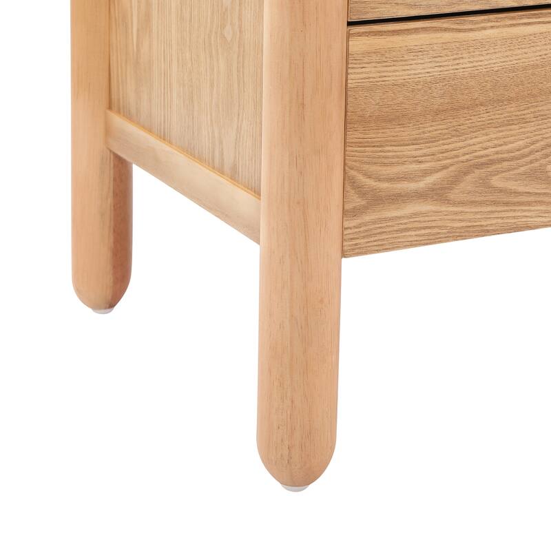 Christopher Knight Home - Modern Minimalist 23.62" Nightstand with Rounded Wood Legs & Open Storage Shelf, Multi-Functional Use