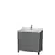 Option Dark Gray, White Carrara Marble Top, Chrome Trim