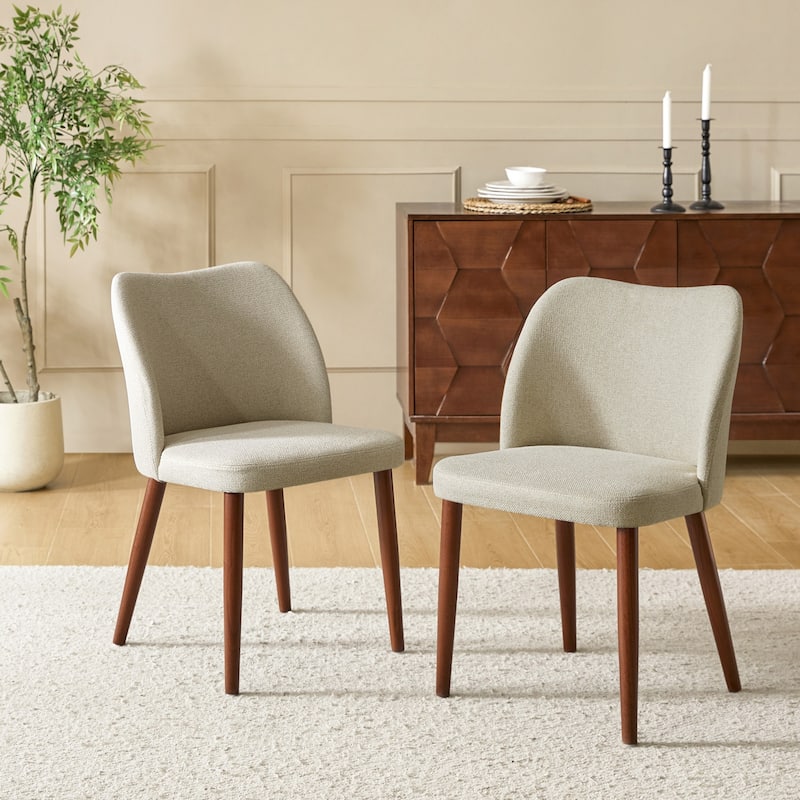 Melisa Upholstered Solid Wood Dining Chair Set of 2 by HULALA HOME - Beige