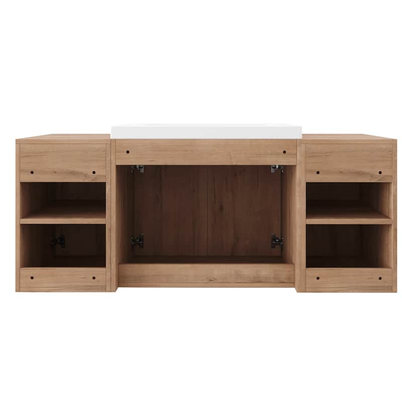 Bathroom Vanity With Sink In 24/36/48 Inch, Floating Bathroom Vanity With Soft Close Door