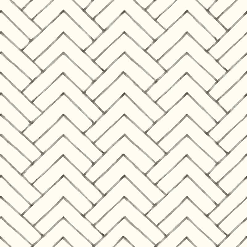 Chesapeake Oswin Black Tiered Herringbone Wallpaper