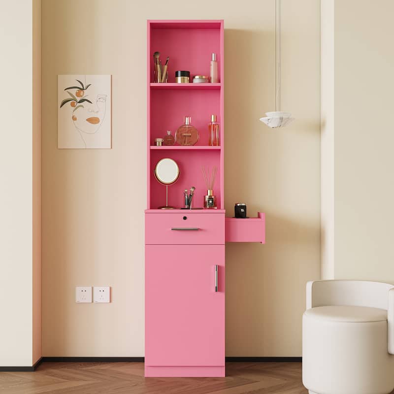 Storage Cabinet With Multi-layer Storage and Hair Desk