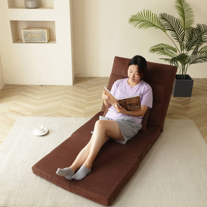 Triple Fold Down Sofa Bed, Adjustable Floor Couch Sofa with One Pillow, 5 Reclining Position, Convertible Upholstered Gu