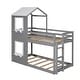 preview thumbnail 5 of 15, Modren Twin Over Twin Wood Bunk Bed With Roof,Window,Guardrail And Ladder
