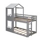 preview thumbnail 3 of 20, Wood Twin Bunk Bed wSemi-enclosed House Frame, Shelf, Windows, Ladder