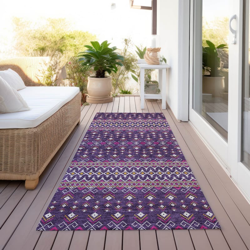 Machine Washable Indoor/ Outdoor Chantille Boho Morrocan Rug