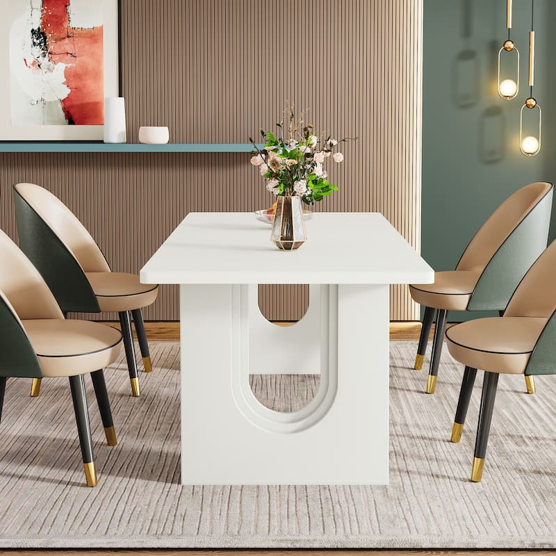 70.89" Rectangle Dining Table for 6-8 People, Modern Simple Wood Kitchen Table