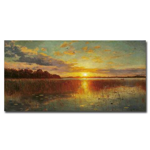 Sunset Over a Danish Fjord by Monsted Gallery Wrapped Canvas Giclee Art (18 in x 36 in)