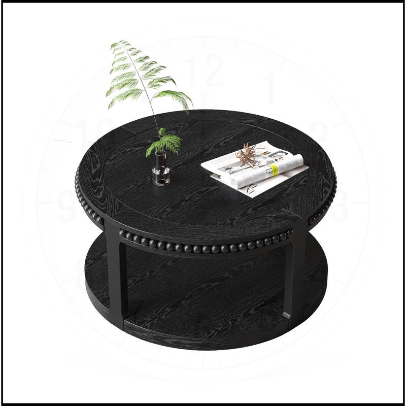 31.5 Inch Round Solid Wood Coffee Table & Sofa Table