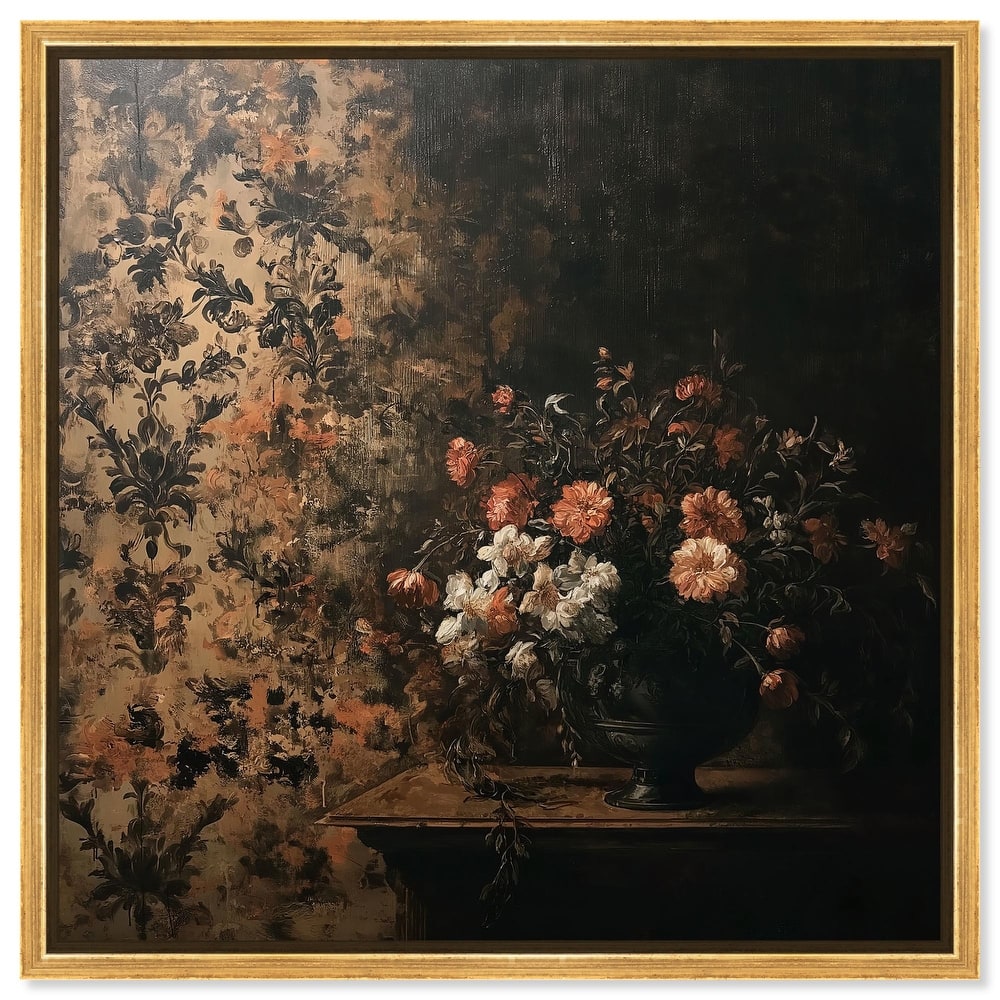 Dark Floral Elegance Canvas by Art Remedy