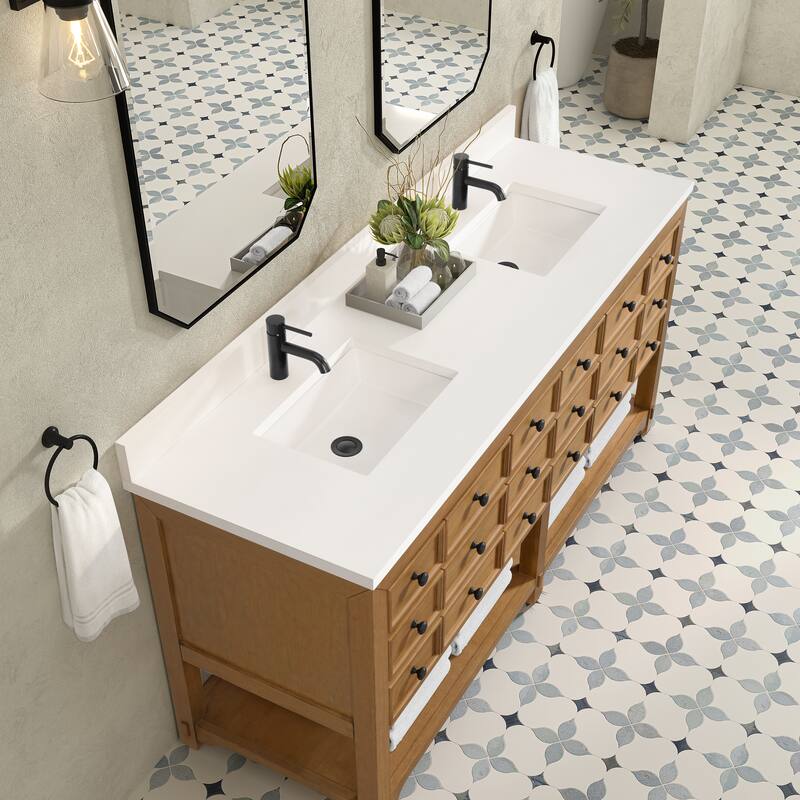 Malibu 72" Double Vanity Cabinet, Amber Birch