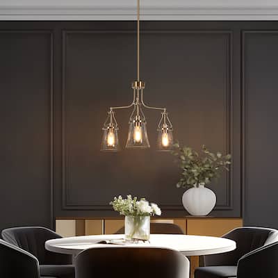 Haye Modern 3-Light Wheel Chandelier Cluster Pendant Lights for Kitchen Island - D 21.3" x H 16.9"