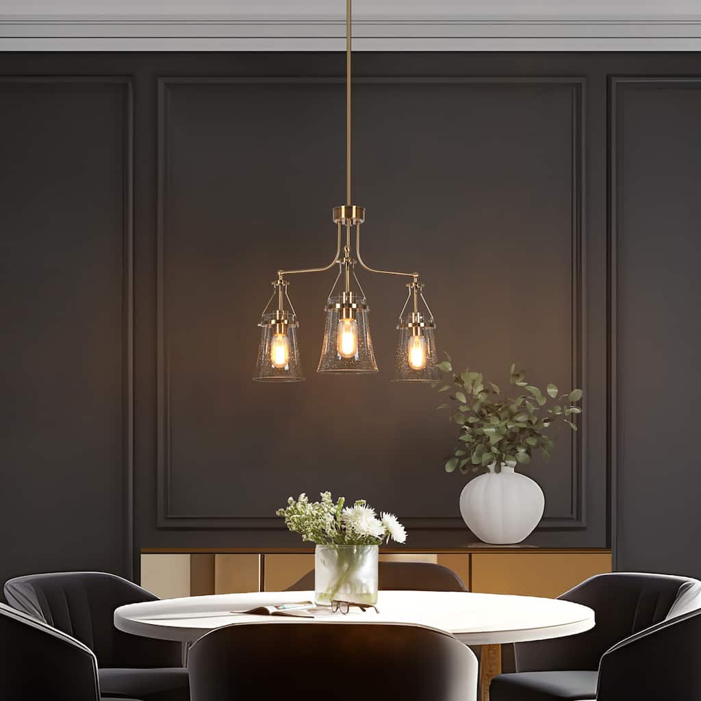 Haye Modern 3-Light Wheel Chandelier Cluster Pendant Lights for Kitchen Island - D 21.3" x H 16.9"