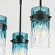 preview thumbnail 12 of 20, 1/3-Light Coastal Matte Black Adjustable Pendant Light with Gradient Blue Hammered Cylinder Glass for Kitchen Island