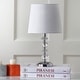 preview thumbnail 3 of 5, SAFAVIEH Lighting 15-inch Derry White Shade Stacked Crystal Orb Table Lamp (Set of 2) - 9"W x 9"D x 15"H