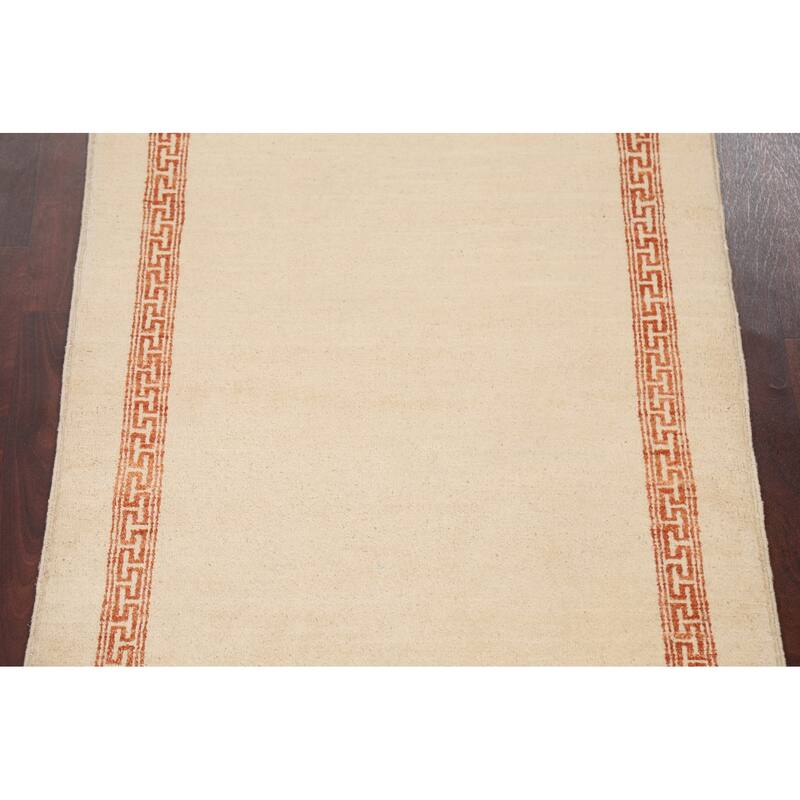 Geometric Bordered Gabbeh Kashkoli Oriental Area Rug Wool Hand-knotted - 3'3" x 5'0"