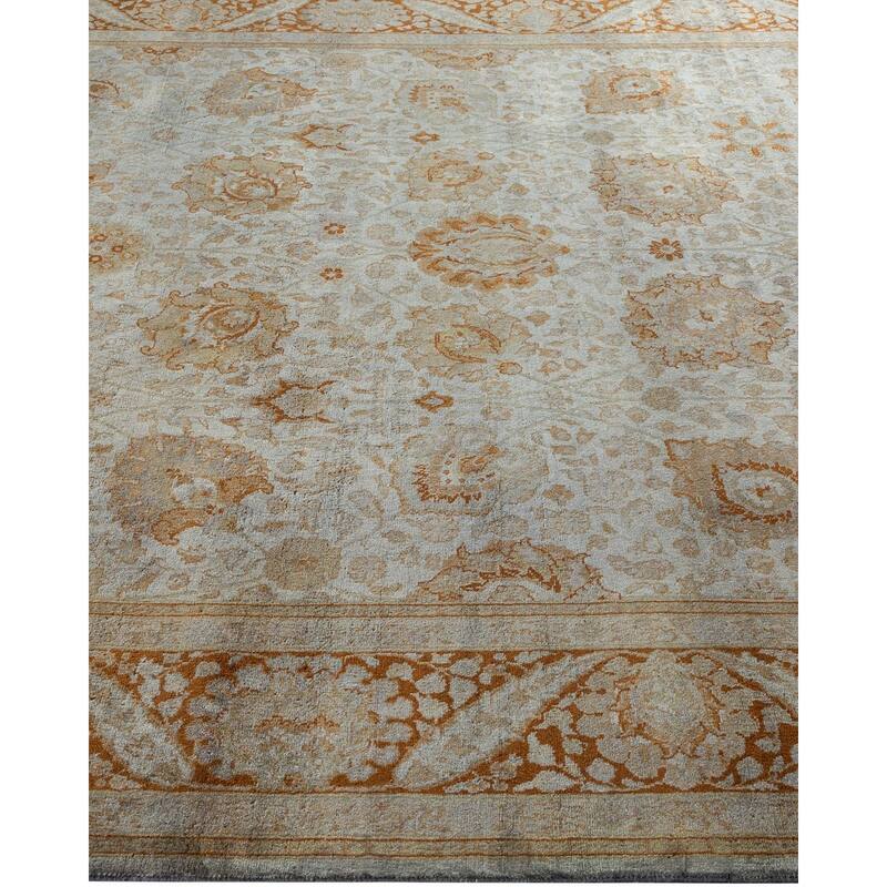 Overton Hand Knotted Wool Vintage Inspired Modern Contemporary Overdyed Gray Area Rug - 6' 2" x 12' 0"