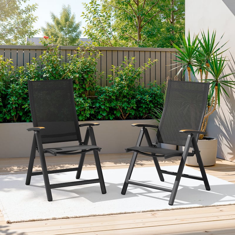 Outdoor Aluminum Folding Dining Chairs with Adjustable Back and Arms - See Picture
